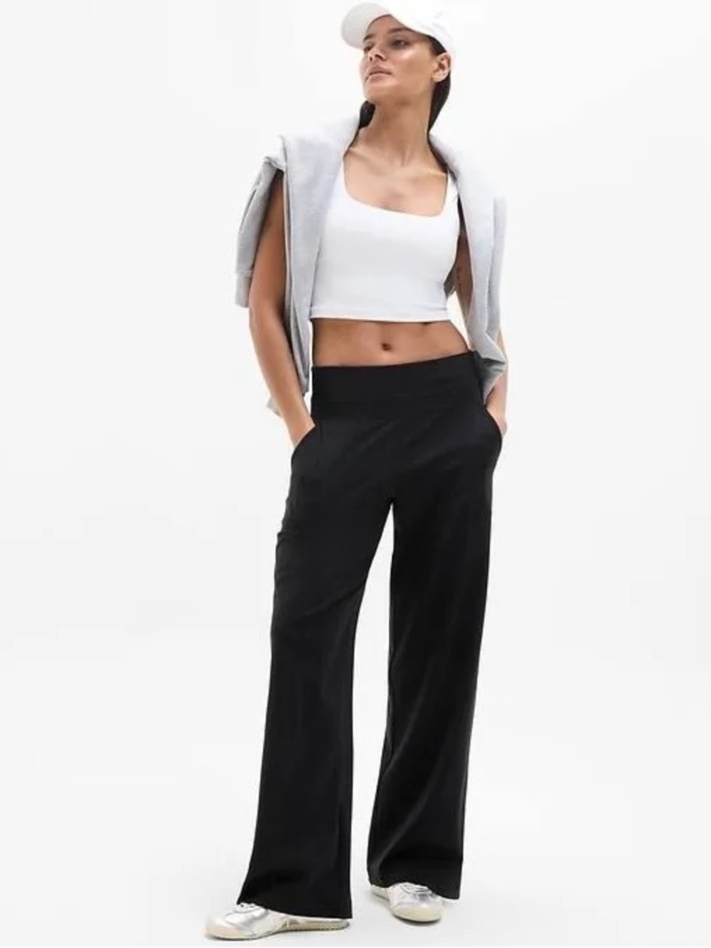 Athleta Wide Leg Track Pants Size 0 Navy Black